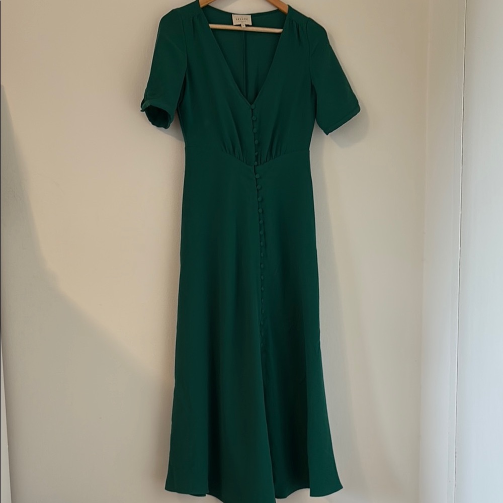 Sezane Green Midi Dress
